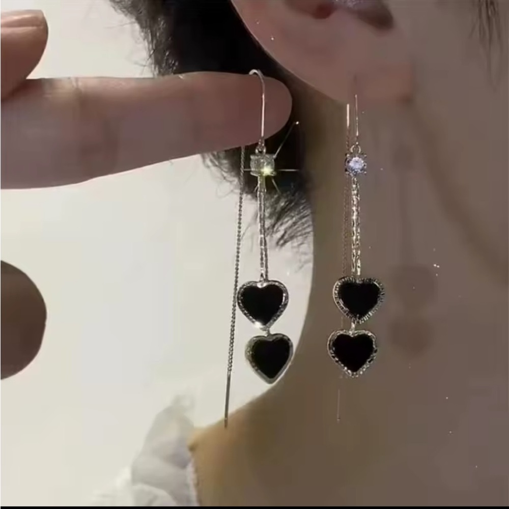 Gold Filled Cubic Zirconia Heart Earrings - Picture 1 of 1
